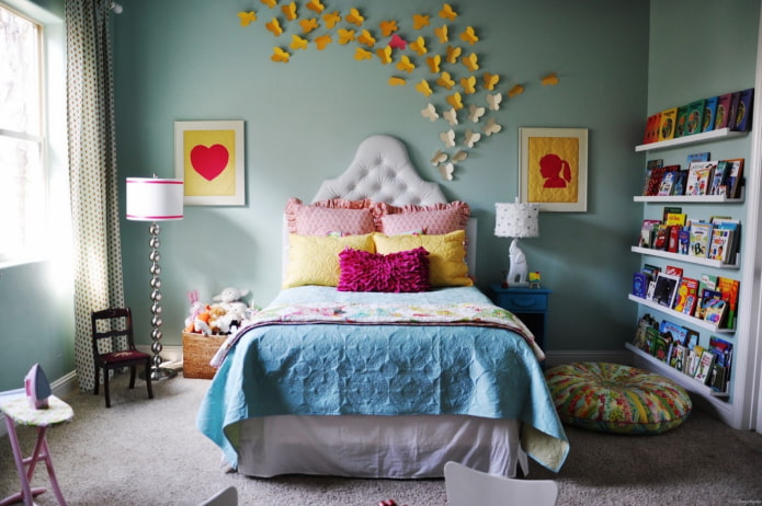 paper butterflies on the wall in the interior