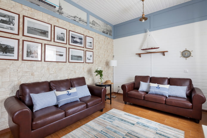 photos on the wall in the interior
