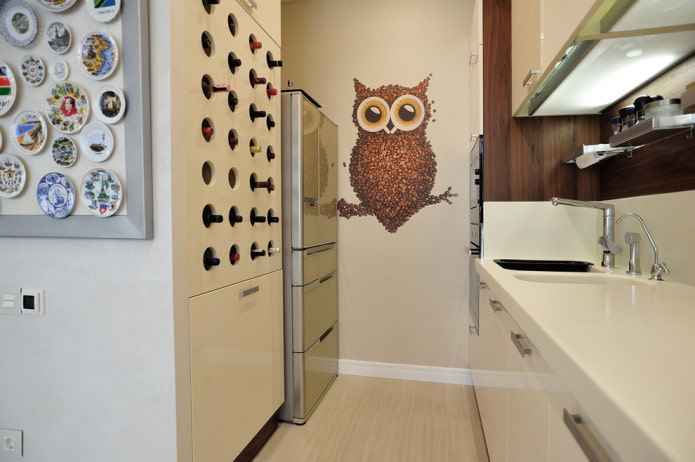sticker on the wall in the kitchen interior