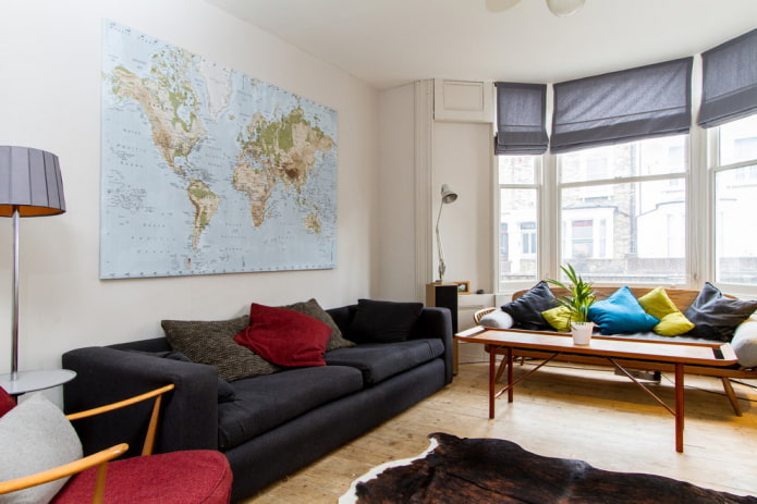 World map in the interior