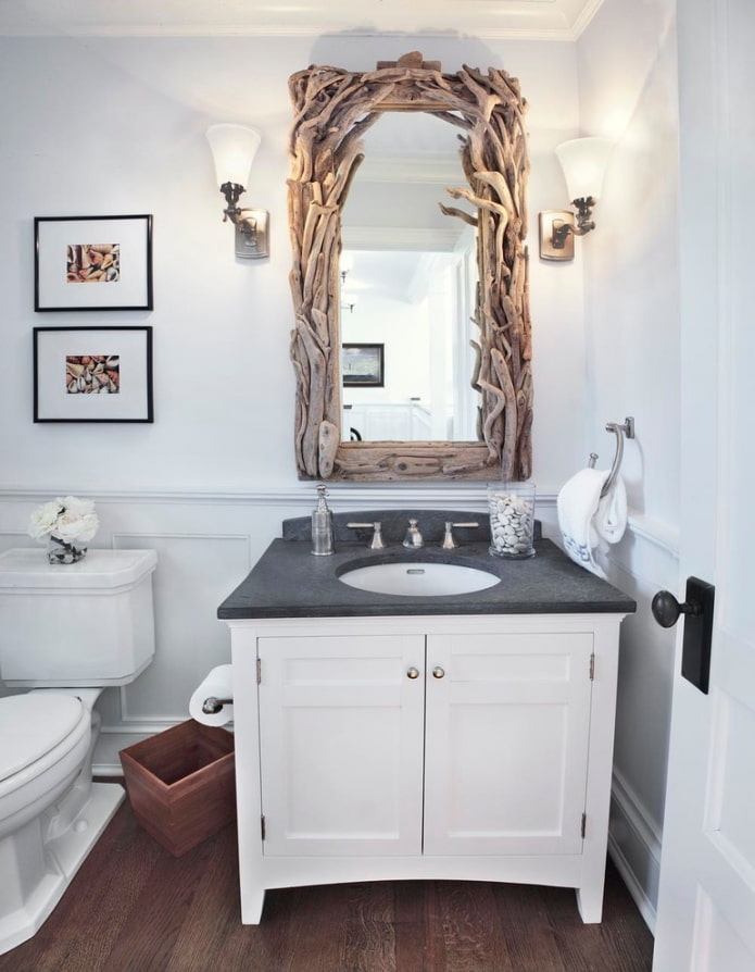 mirror decorated with tree branches