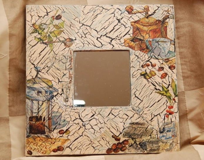 mirror in a frame using decoupage technique