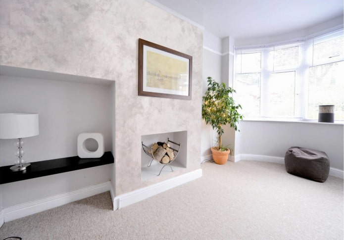 white plaster in the interior