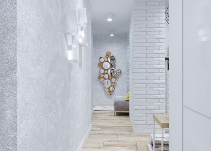 white plaster in the hallway interior
