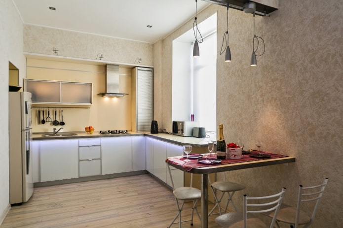 modern kitchen with plaster decoration