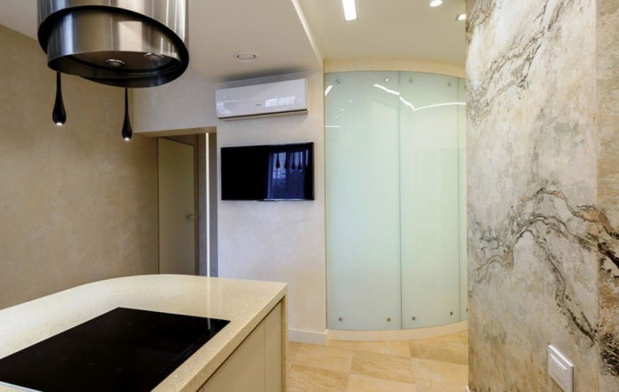 stone-like plaster in the kitchen