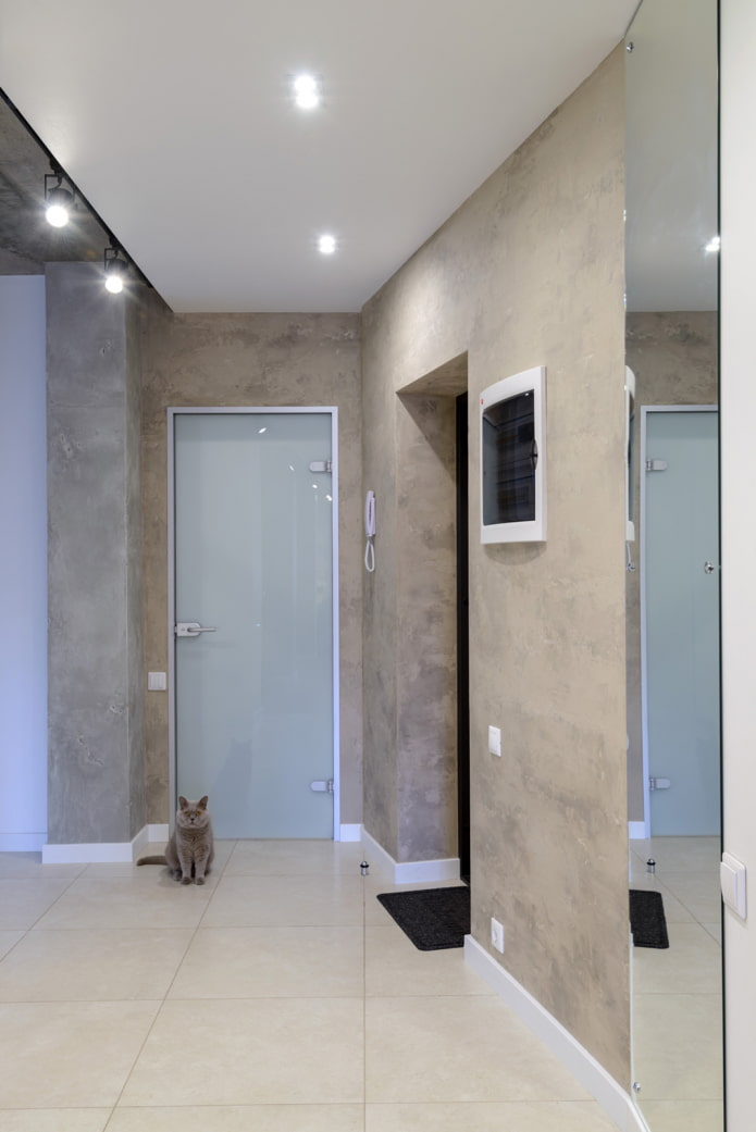 concrete plaster in the hallway interior
