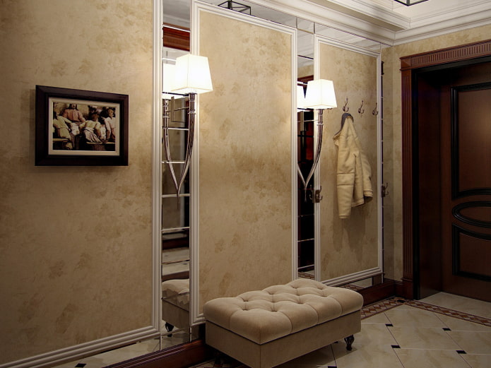 plaster in the hallway in the classic style