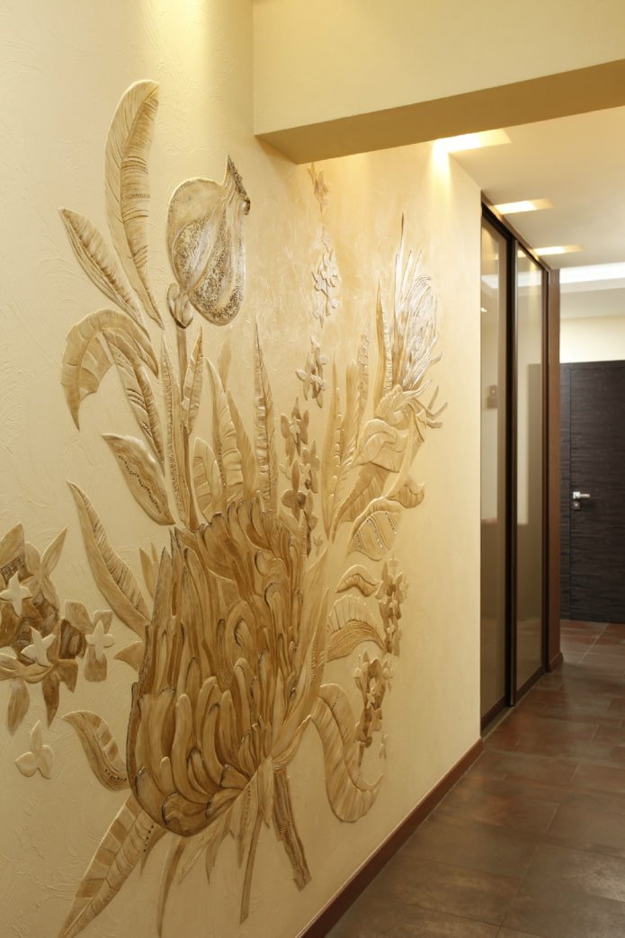decorative plaster picture in the interior