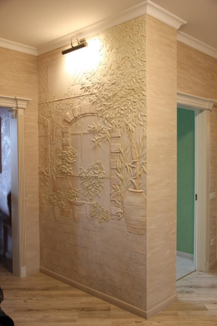 decorative plaster picture in the interior