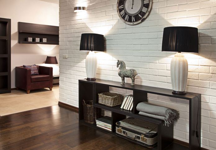 wall decoration with white brick wallpaper
