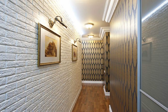 Brick wallpaper in the hallway