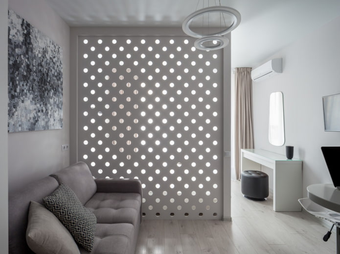 plastic partition in the interior