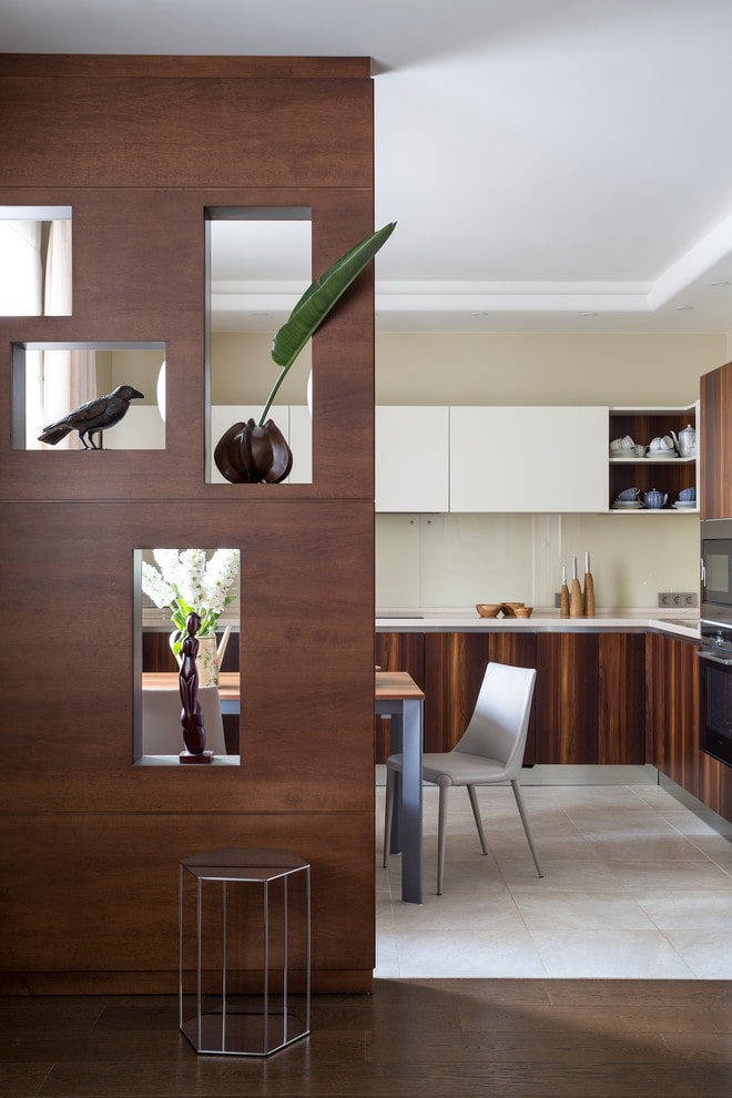 wooden partition in the interior