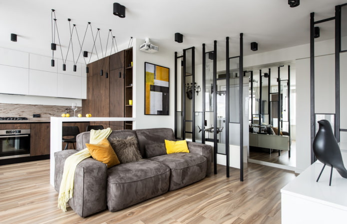 metal partition in the interior