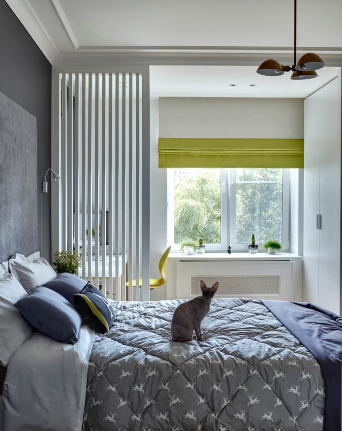 partition in the bedroom interior