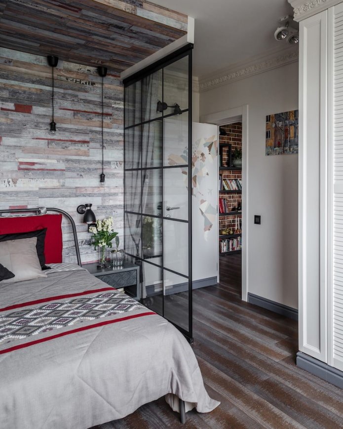 partition in the bedroom interior