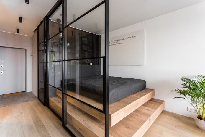 partition in the interior in a modern style