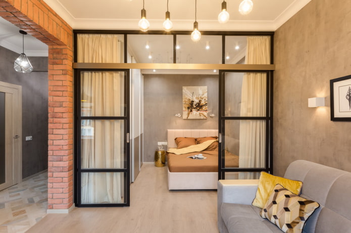 partition in the interior in the loft style