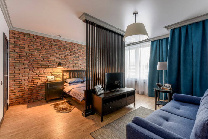 partition in the interior in the loft style