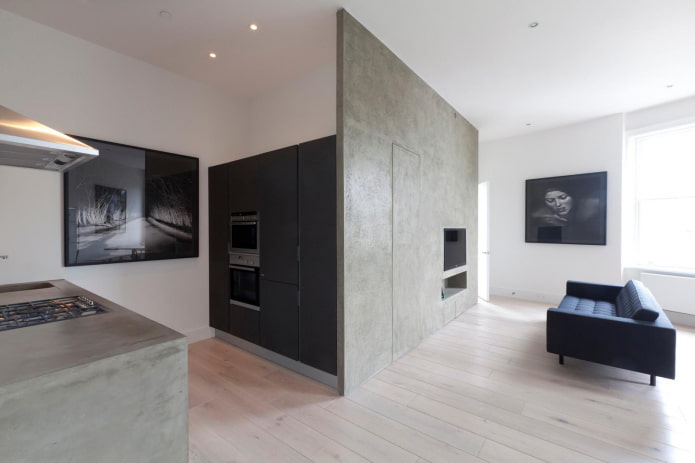 partition in the interior in the style of minimalism