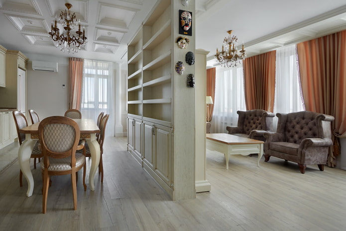 partition in the interior in a classic style