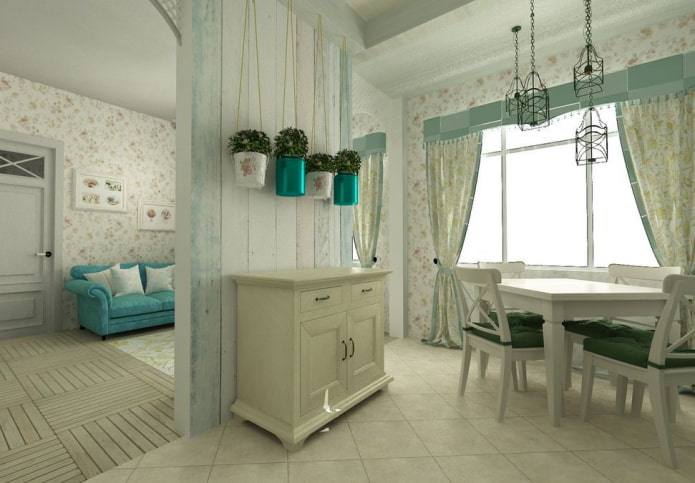partition in the interior in the Provence style