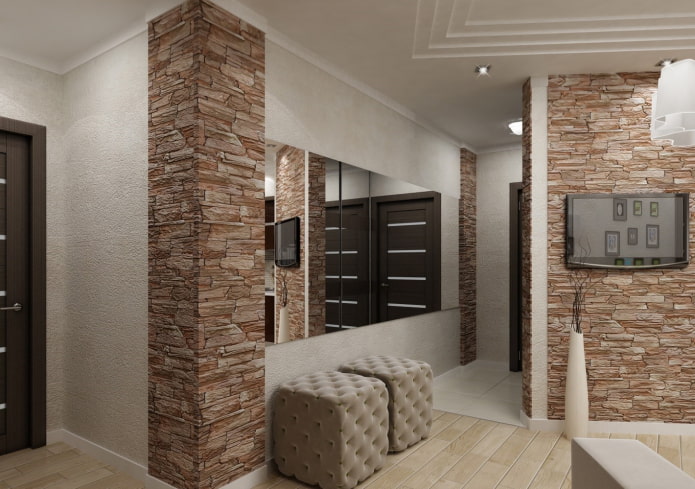 decorative stone finishing of a corner in the interior