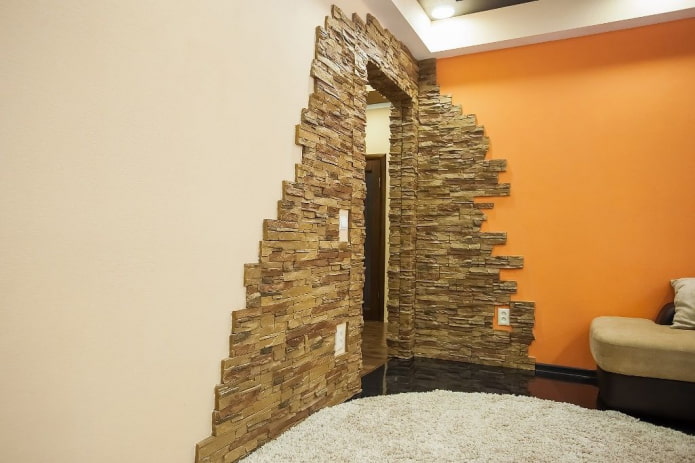 decorative stone finishing of a doorway in the interior