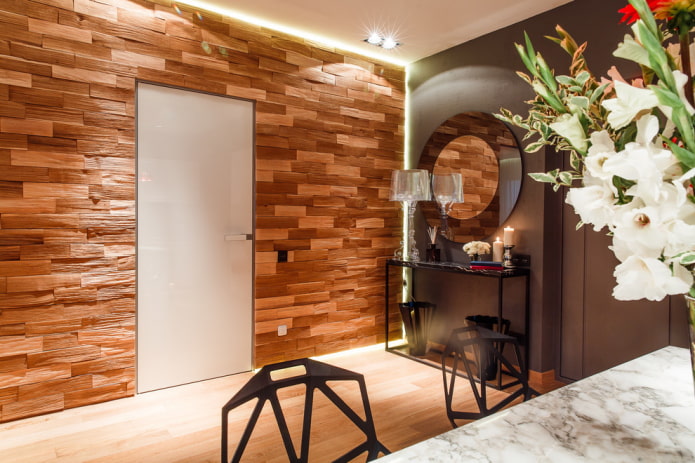 decorative stone finishing on the wall in the interior