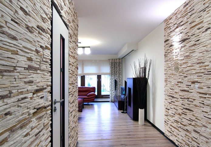 decorative stone finishing on the wall in the interior