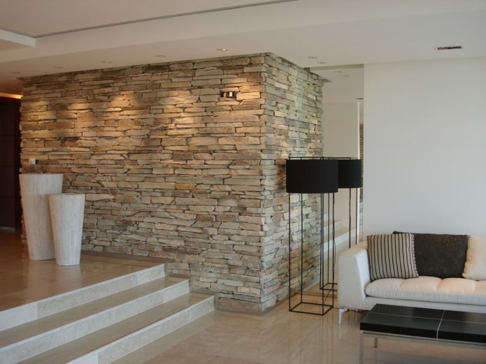 decorative stone finishing in the interior