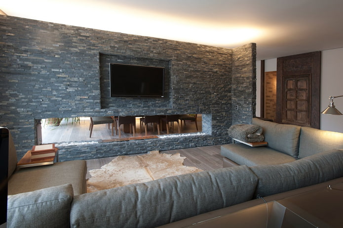 decorative stone finishing in the interior