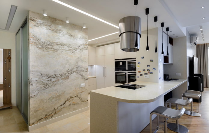 decorative stone finishing under marble