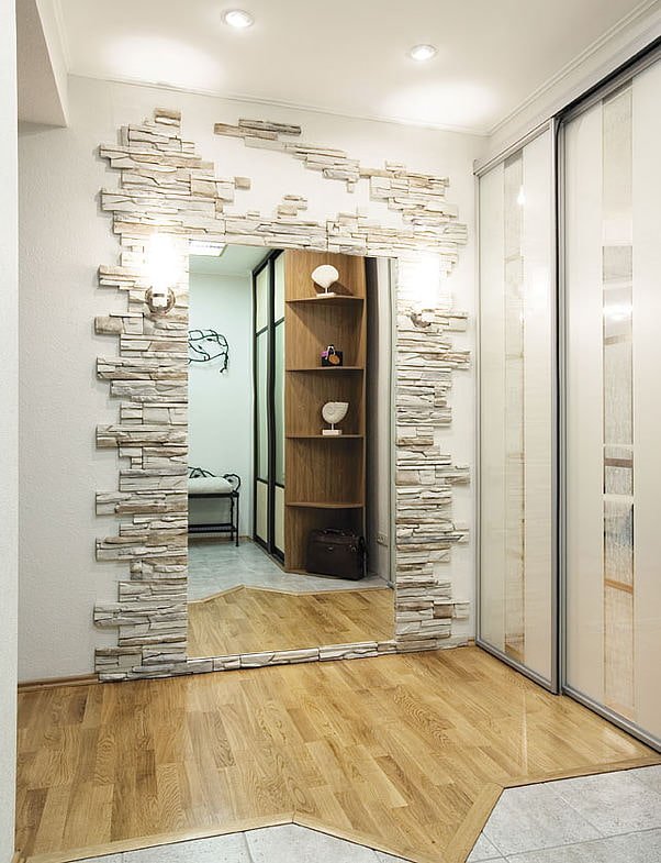 mirror with decorative stone trim