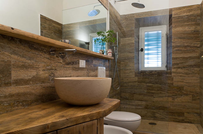 sink made of decorative travertine stone