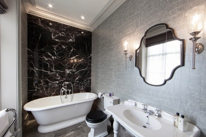 decorative stone finishing under marble