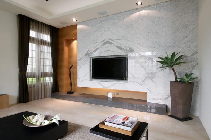 decorative stone finishing under marble