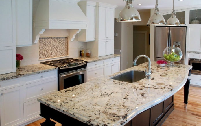 countertop made of decorative granite stone