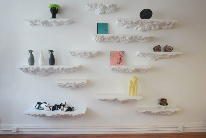 shelves made of decorative stone in the interior