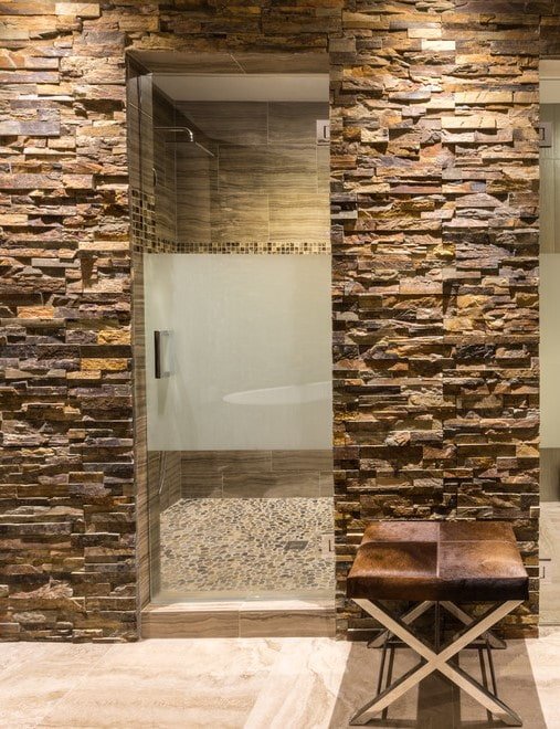 decorative stone finishing of the doorway in the interior