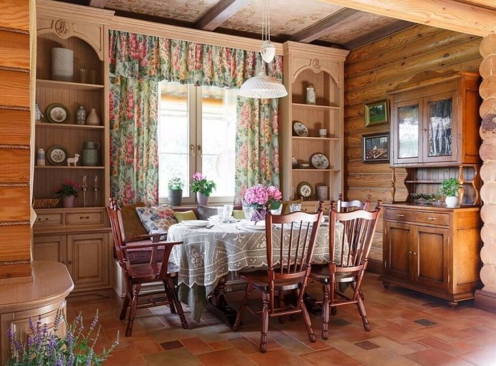 antique sideboard in the dining room