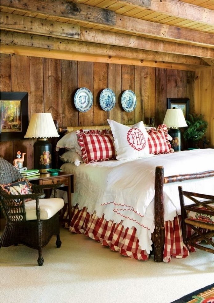 wooden walls in the bedroom