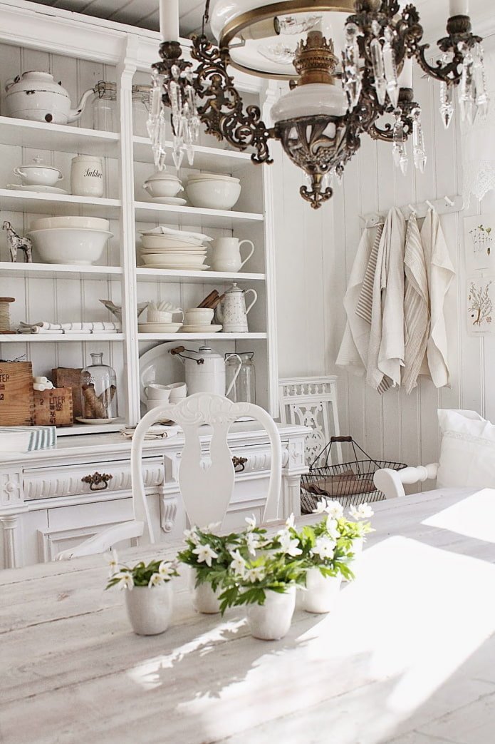 white dining room provence