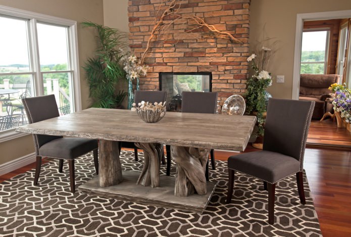 gray wooden table
