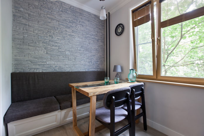 solid wood table in the interior