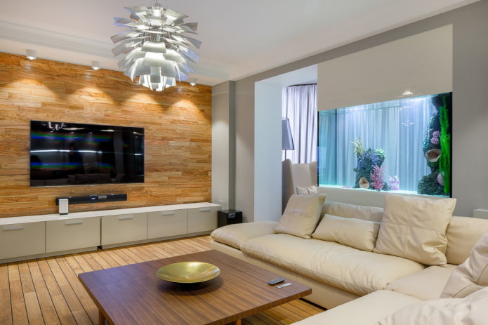 wooden coffee table in the interior