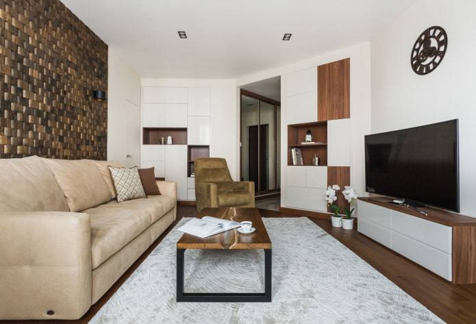 wooden coffee table in the interior