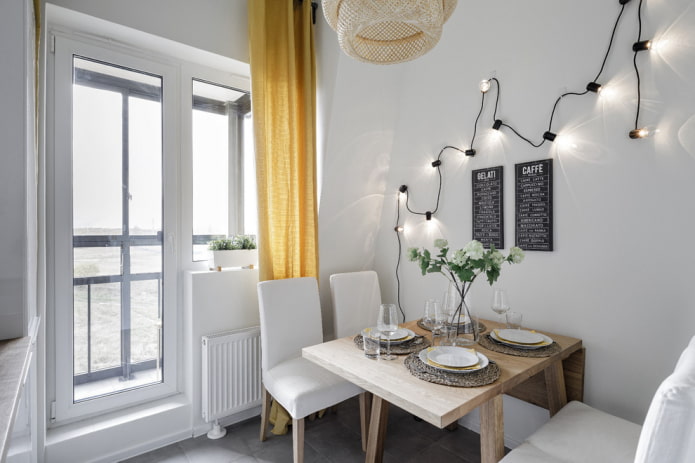 folding wooden table in the interior