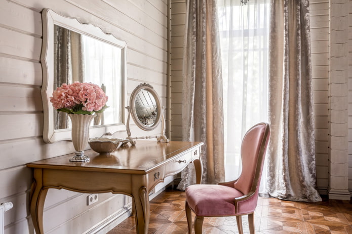 wooden dressing table in the interior